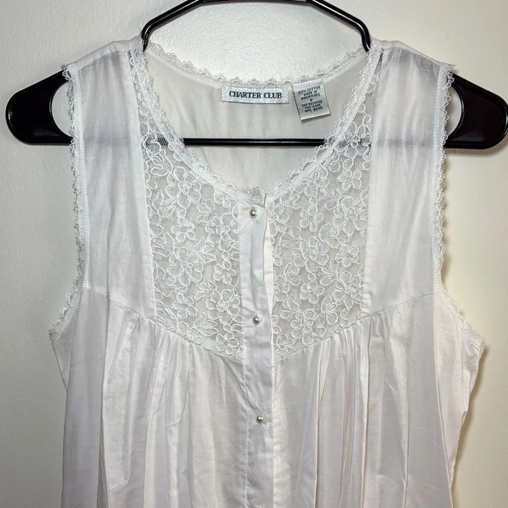 Charter Club Cream Lace Detail Chemise - Picture 5 of 6
